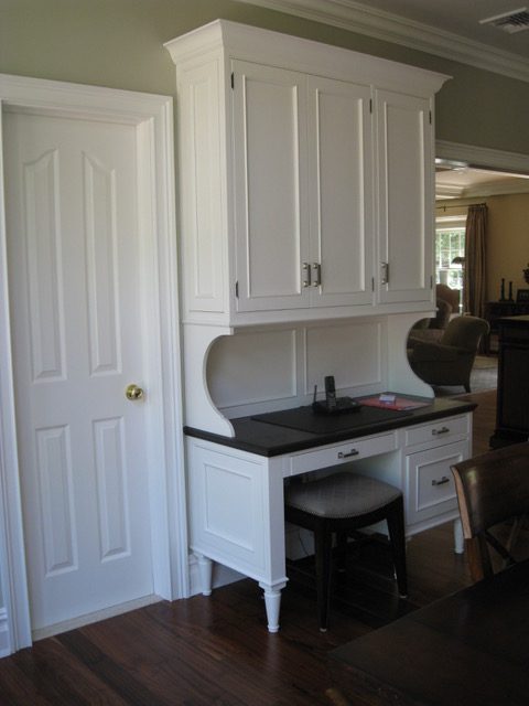 Designs by Dolores - white desk nook tall cabinets