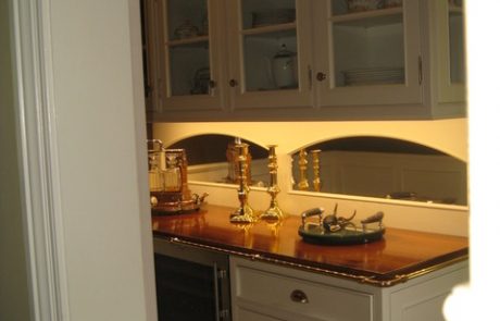 Designs by Dolores - Wet bar with White Cabinetry