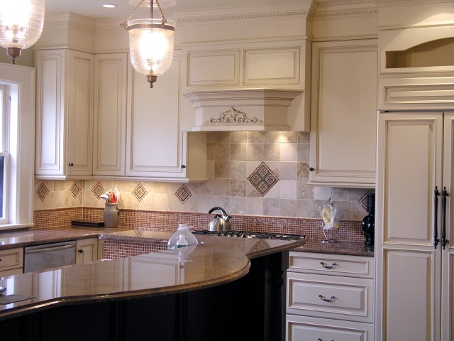 Designs by Dolores - White cabinets with built in refrigerator