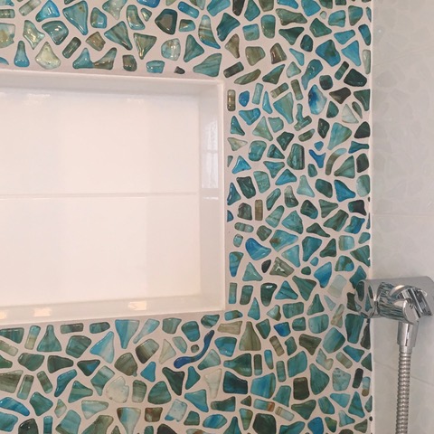 Designs by Dolores - Unique Tile Shower Closeup